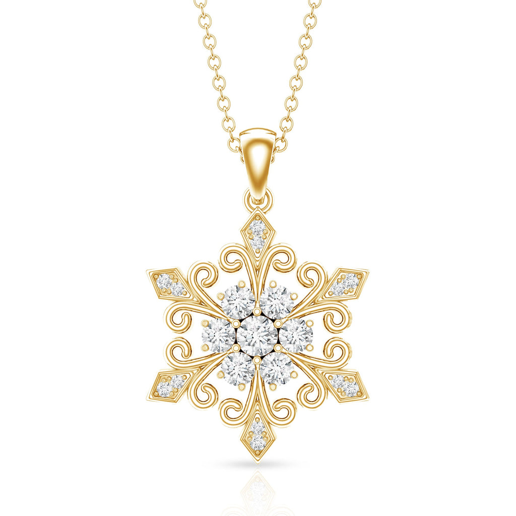Lab Grown Diamond Christmas Snowflake Pendant Necklace