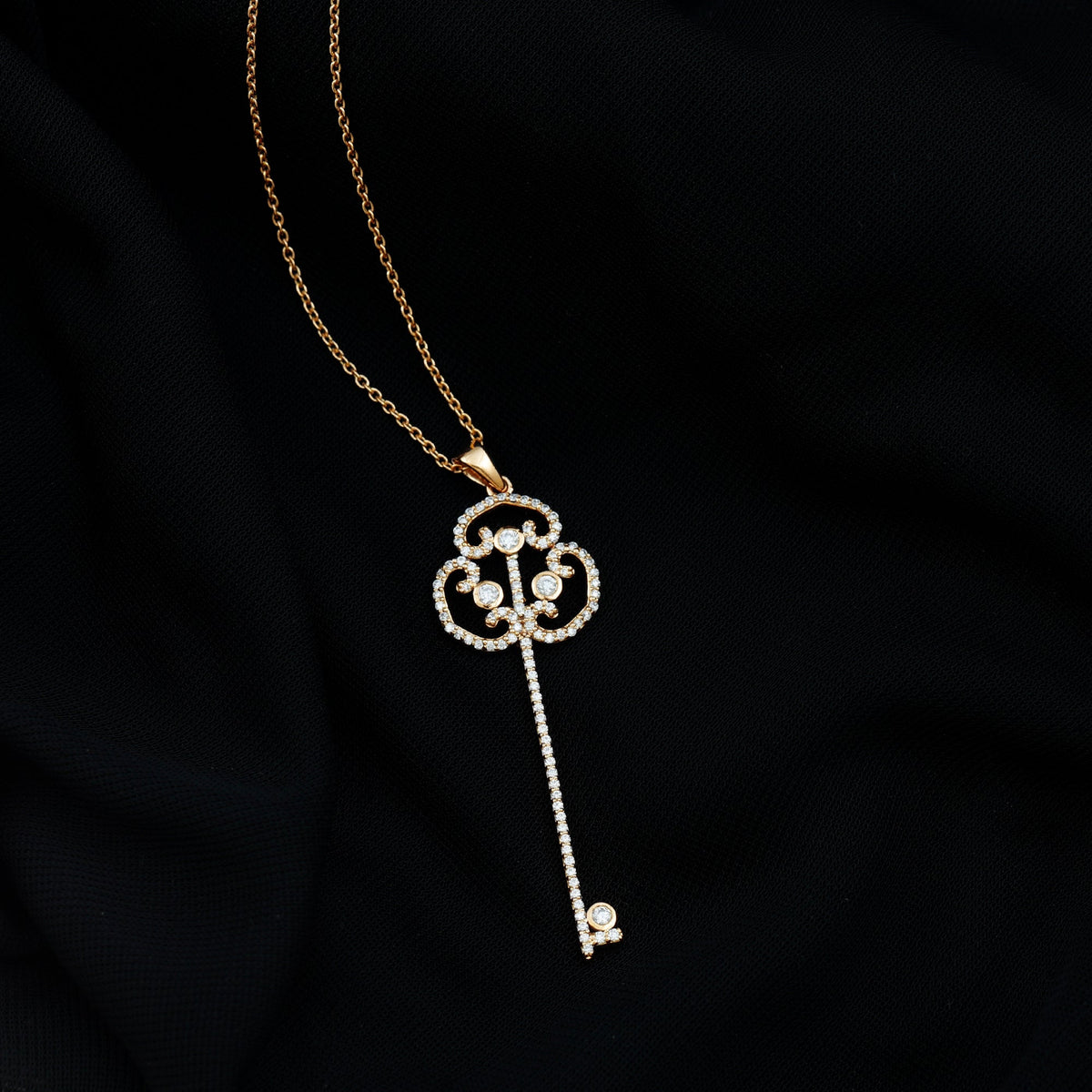 Certified Lab Created Diamond Vintage Style Key Necklace