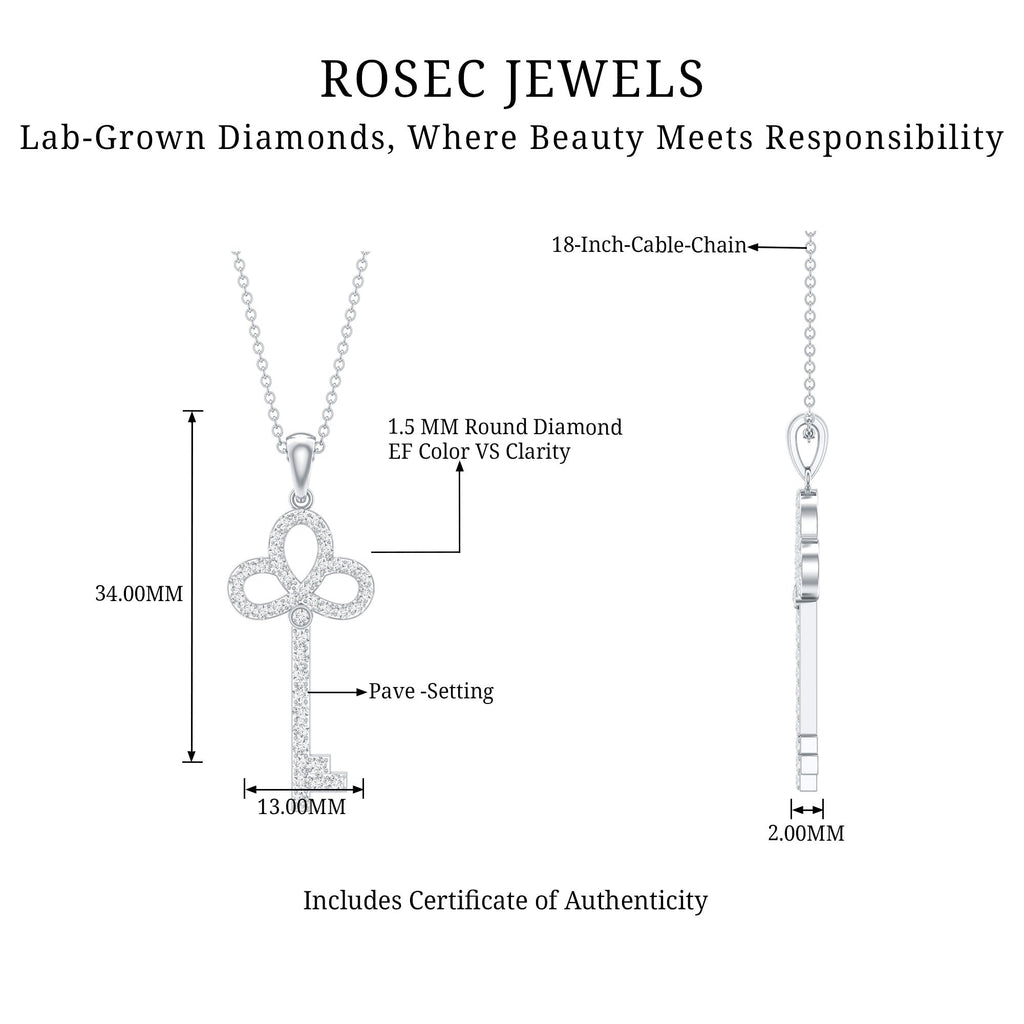 Certified Lab Created Diamond Key To My Heart Necklace