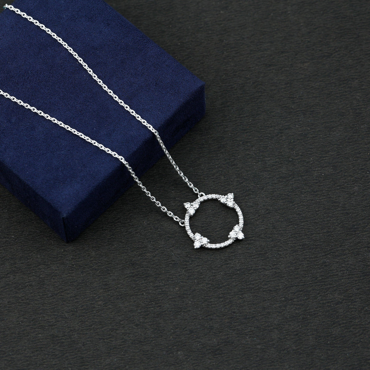 Certified Moissanite Eternity Promise Necklace in Silver