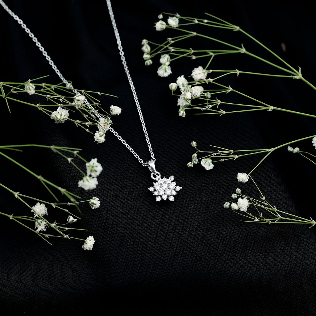 Certified Lab Grown Diamond Snowflake Necklace For Women