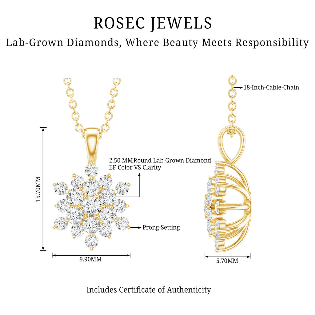 Certified Lab Grown Diamond Snowflake Necklace For Women