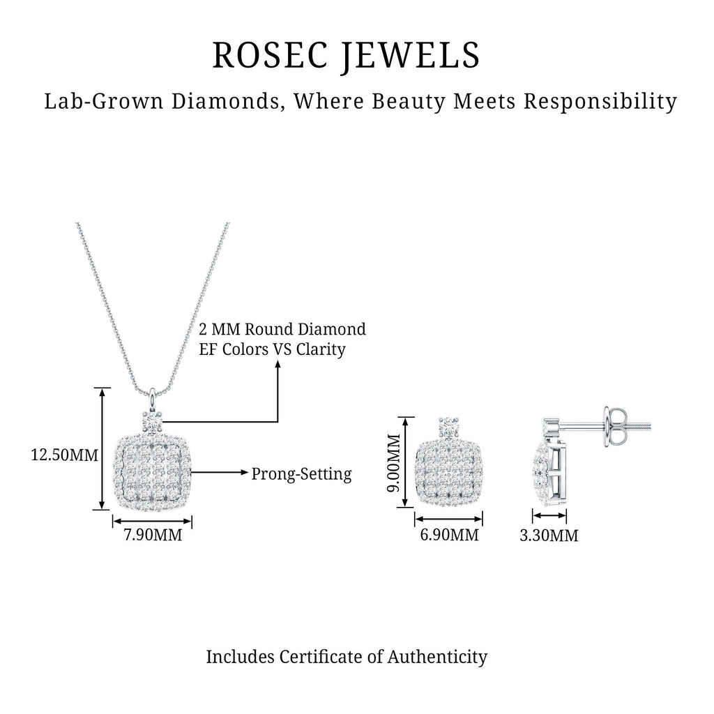 Certified Lab Grown Diamond Bridal Necklace Earring Set