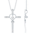 Certified Moissanite Catholic Cross Heart Necklace