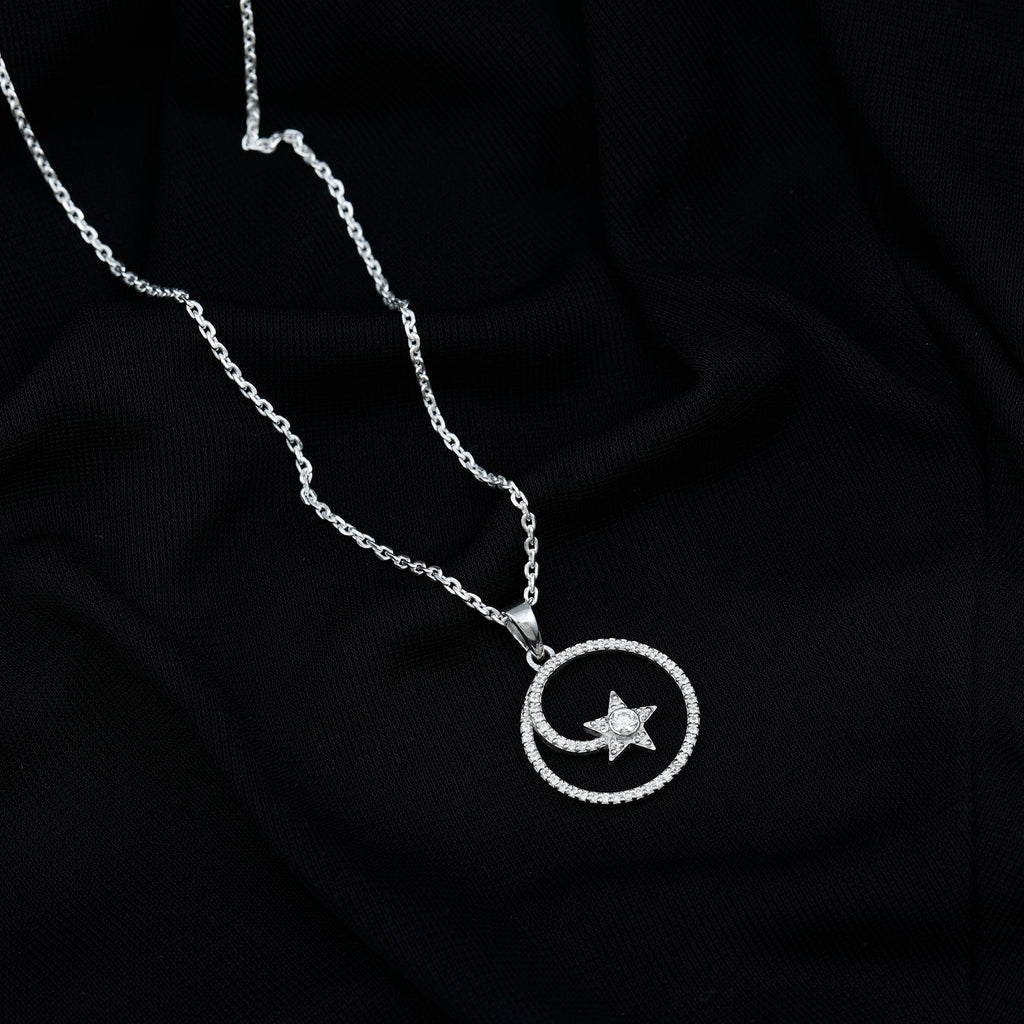 Certified Moissanite Shooting Star Necklace with Silver Chain
