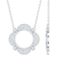 Moissanite Flower Pendant Necklace With Silver Chain