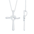 Certified Moissanite Cross Heart Pendant Necklace with Silver Chain
