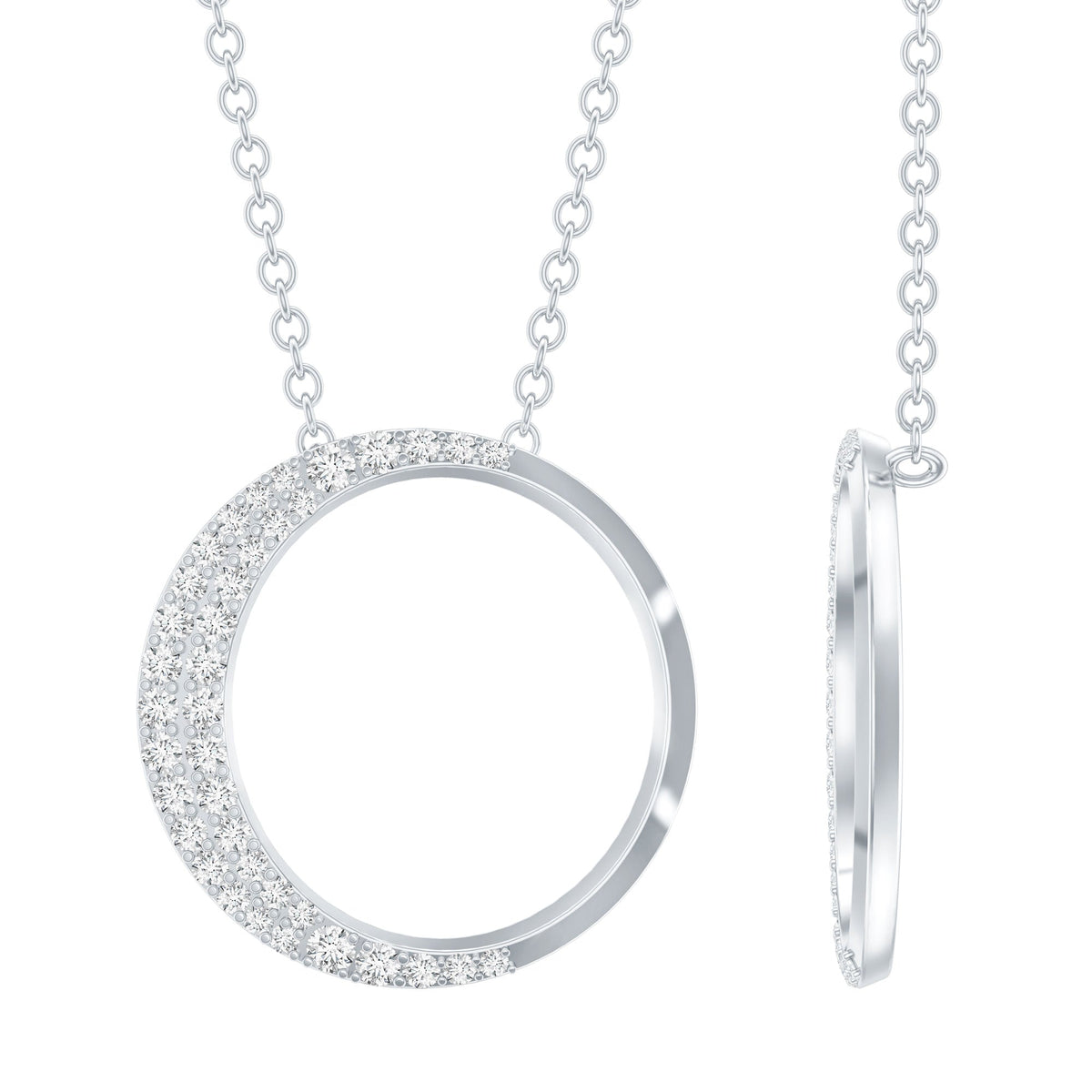 Moissanite Circle of Life Necklace with Silver Chain