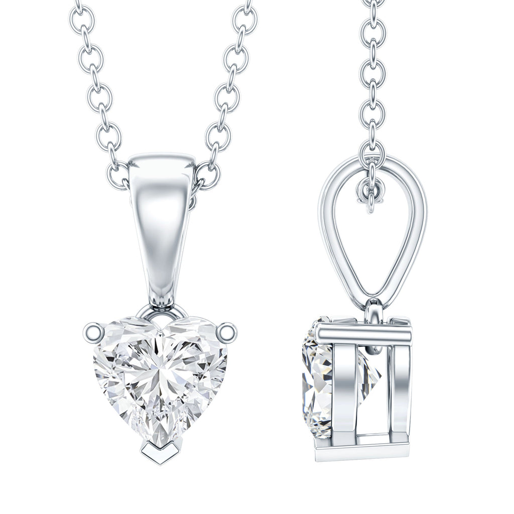 Certified 0.5 Carat Lab Grown Diamond Heart Necklace With Silver Chain