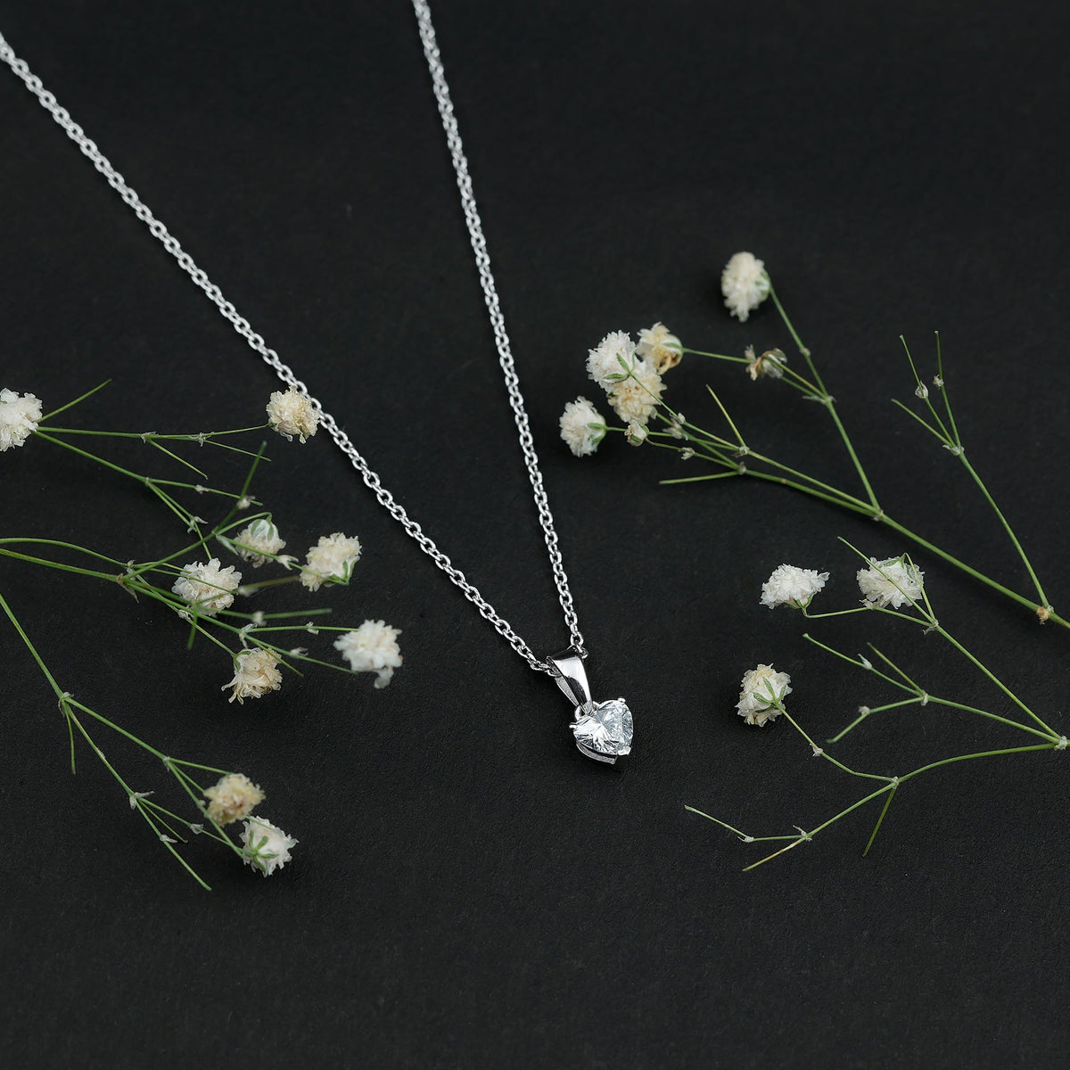 Certified 0.5 Carat Lab Grown Diamond Heart Necklace With Silver Chain