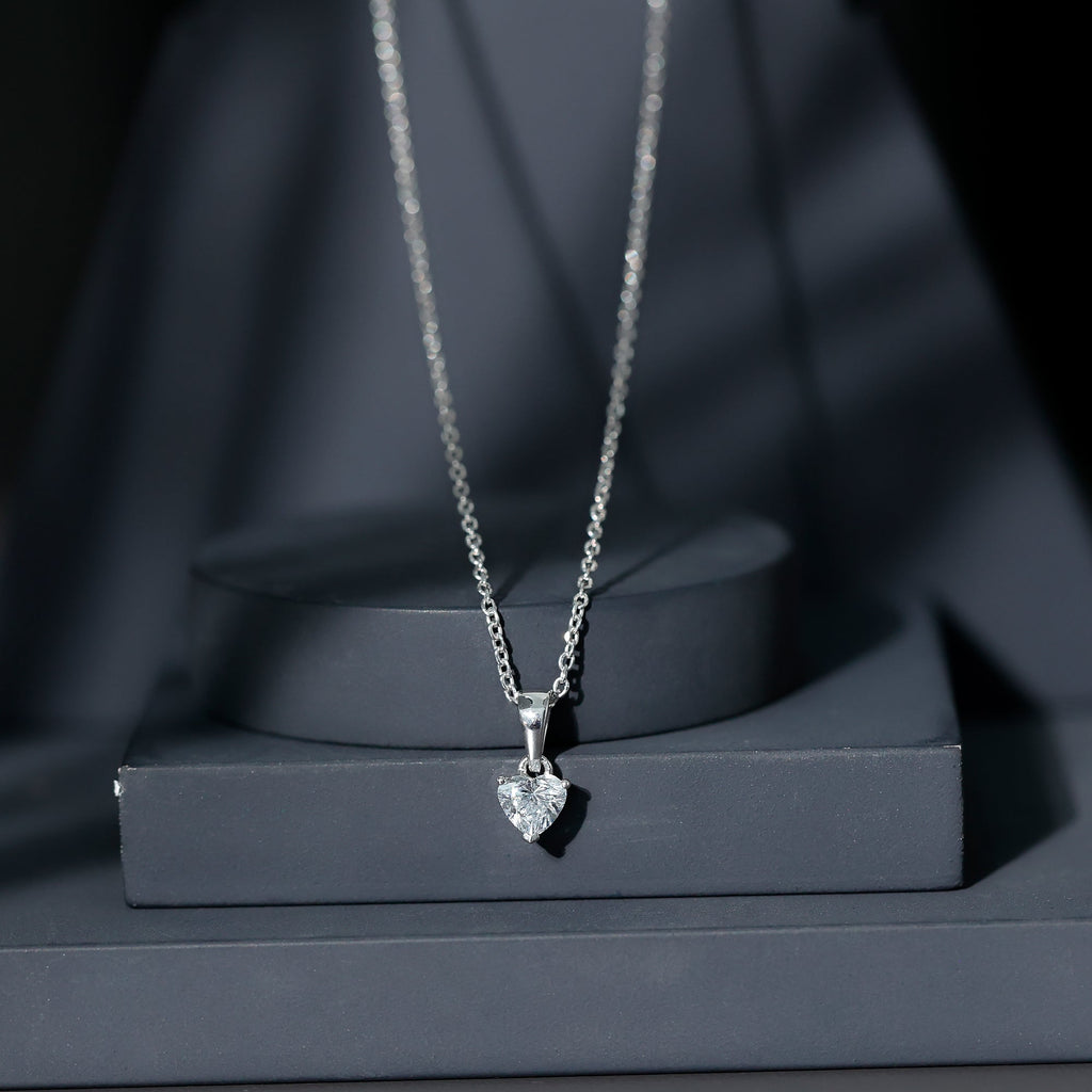 Certified 0.5 Carat Lab Grown Diamond Heart Necklace With Silver Chain