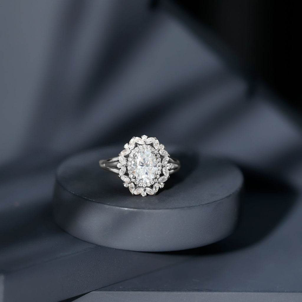 Certified Oval Cut Lab Diamond Statement Engagement Ring