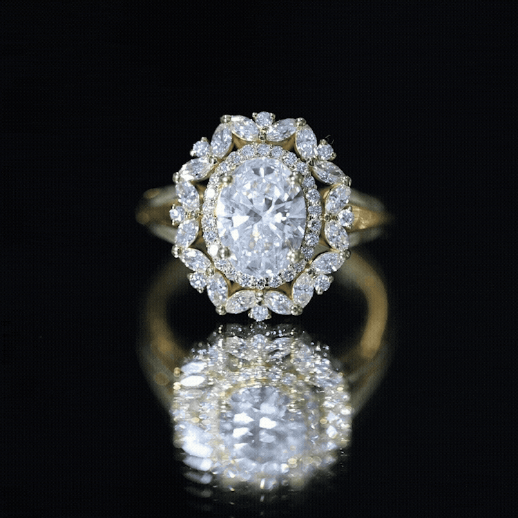 Oval Cut 2 Carat Moissanite Double Halo Engagement Ring