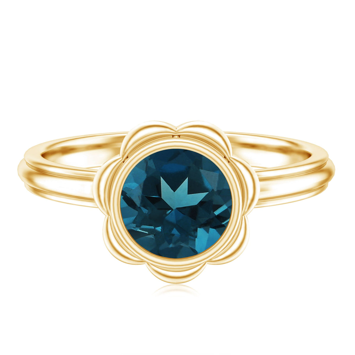 Genuine 1.35 Carat London Blue Topaz Solitaire Engagement Ring