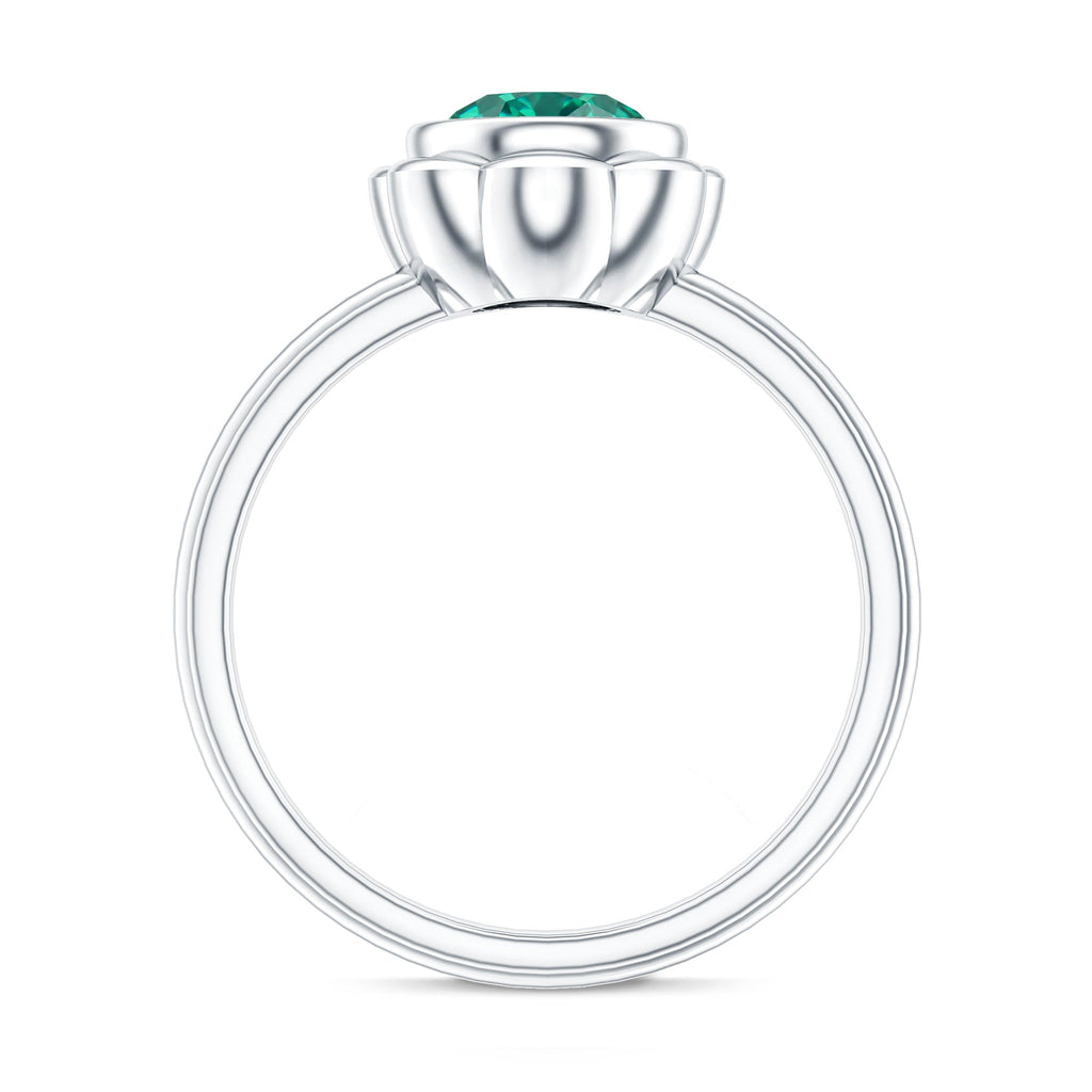 Bezel Set Lab Created Emerald Solitaire Engagement Ring