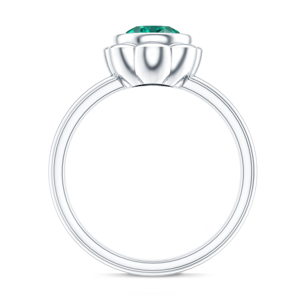 Bezel Set Lab Created Emerald Solitaire Engagement Ring