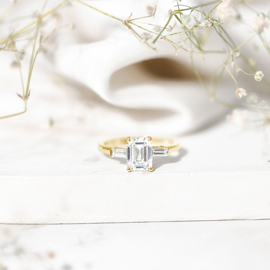1.8 Carat Lab Grown Diamond Emerald Cut Engagement Ring