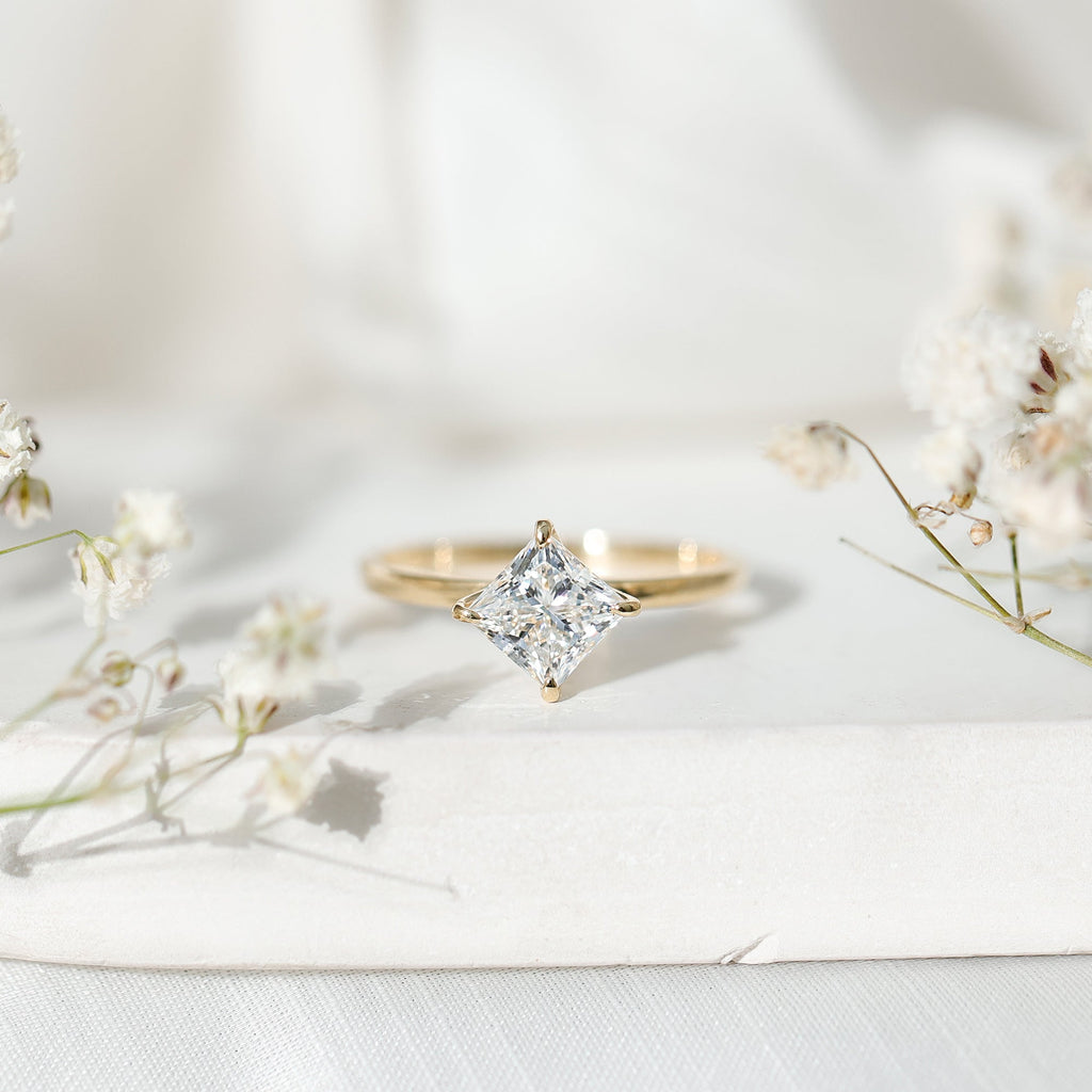 1.25 CT Princess Cut Lab Grown Diamond Solitaire Engagement Ring