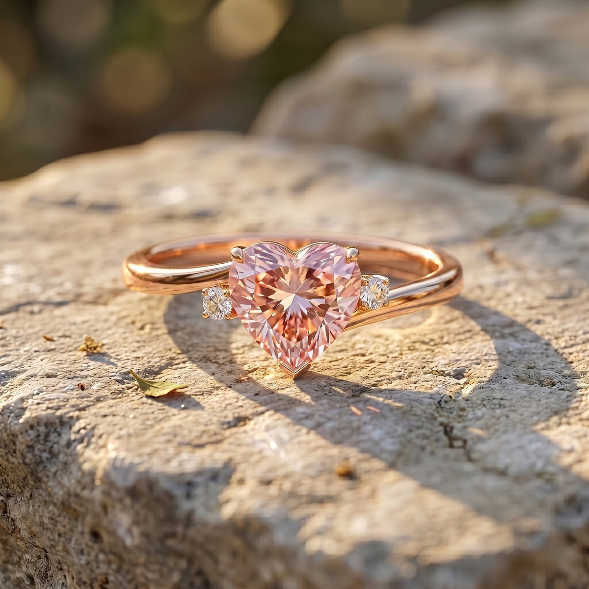 IGI Certified 1 CT Lab Grown Pink Diamond Heart Promise Ring