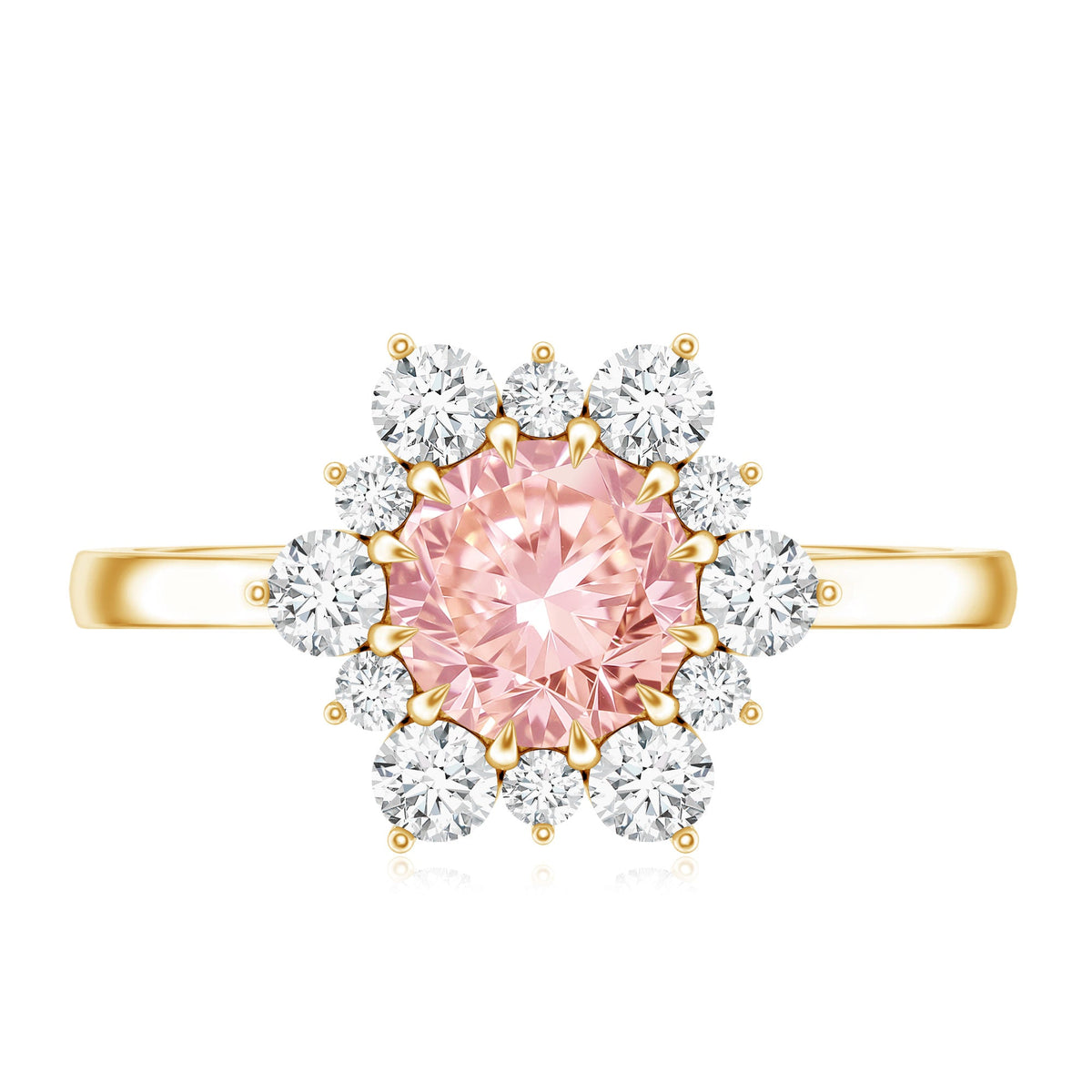 IGI Certified 1 CT Lab Grown Pink and White Diamond Halo Engagement Ring