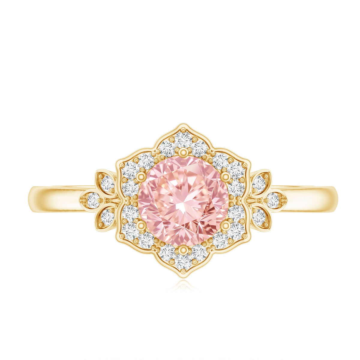 Pink and White Lab Grown Diamond Designer Engagement Ring with IGI Certificate