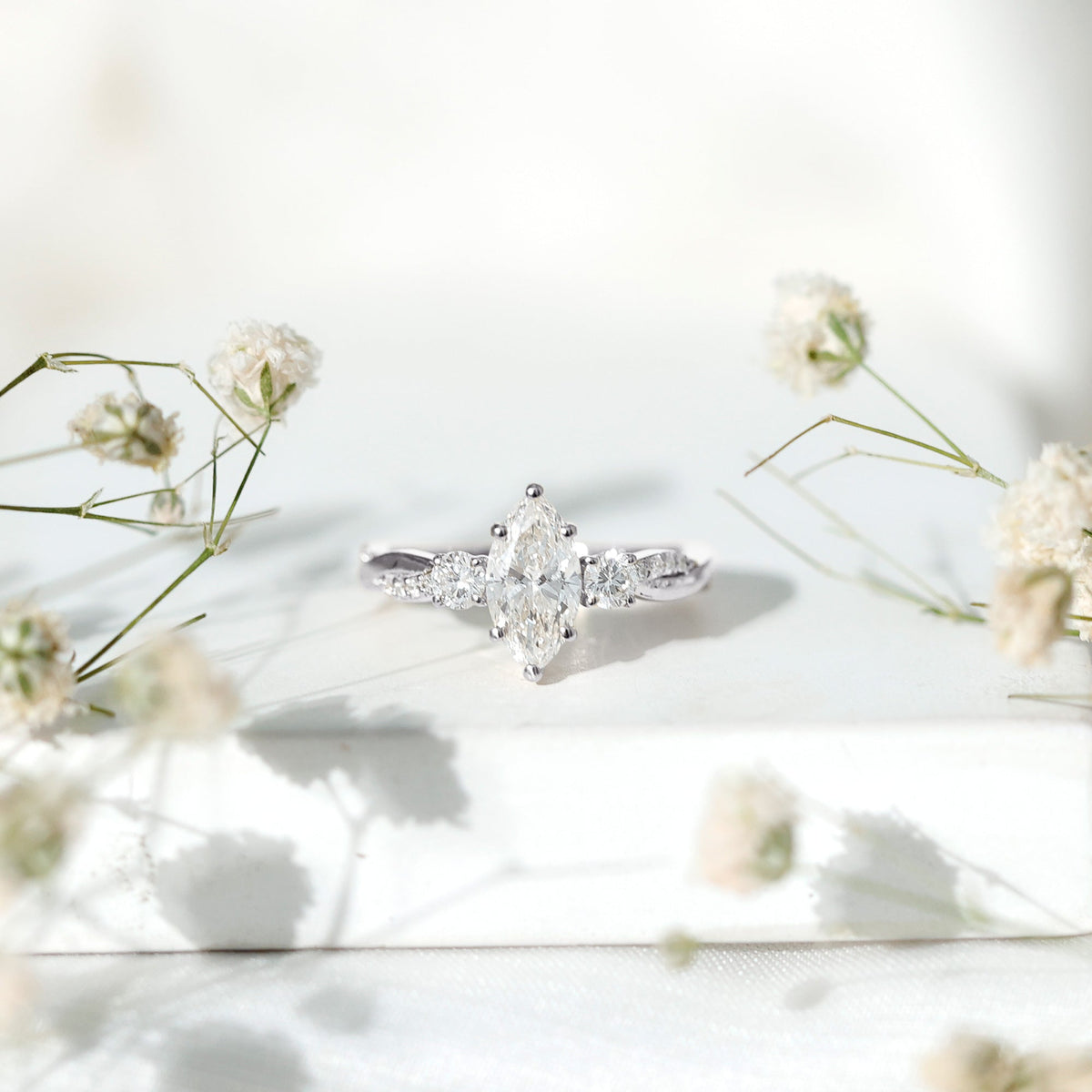 Brilliant Cut Marquise Lab Grown Diamond Engagement Ring