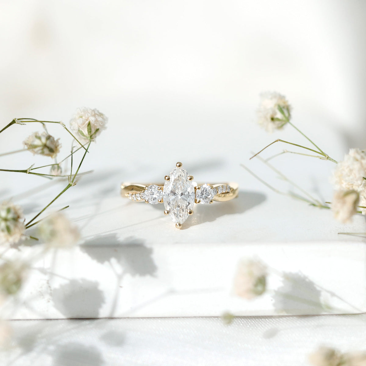 Brilliant Cut Marquise Lab Grown Diamond Engagement Ring