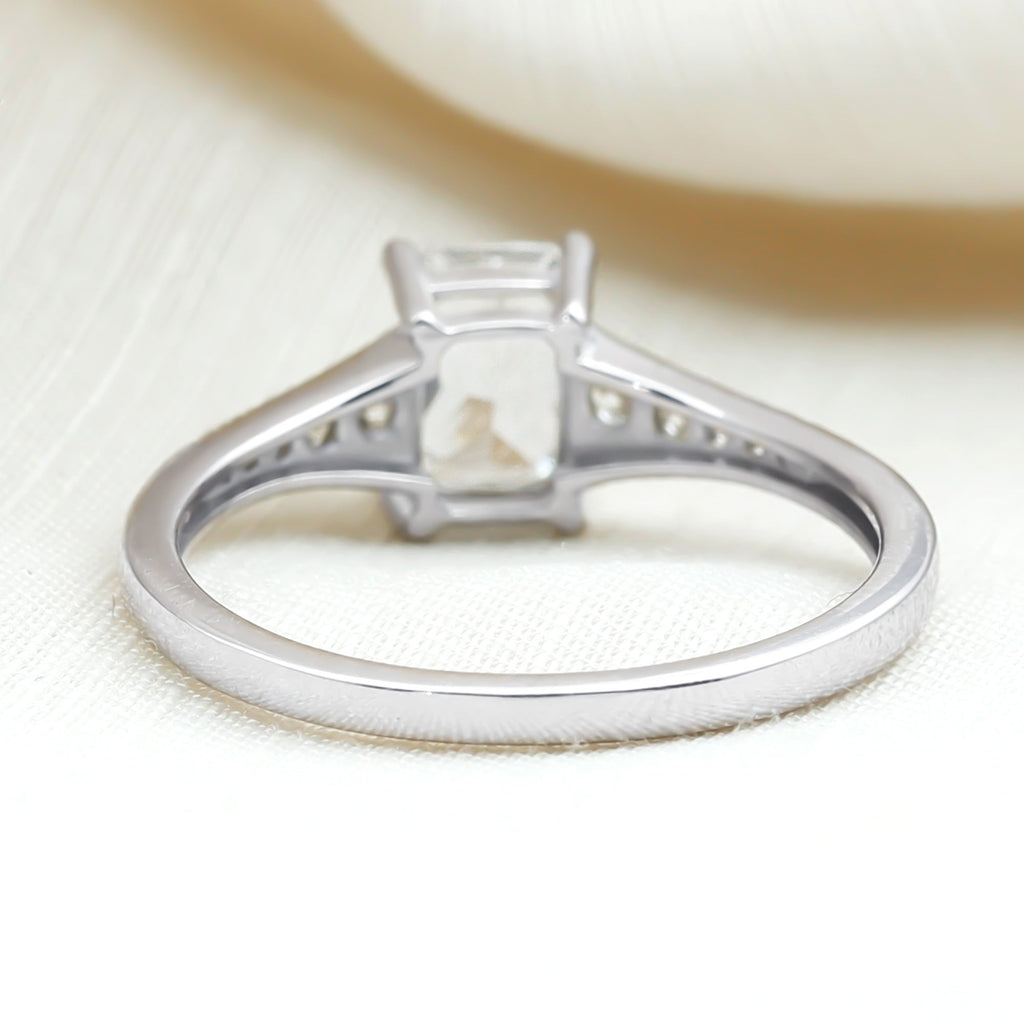 Brilliant Cut 1.7 Carat Lab Grown Diamond Emerald Cut Engagement Ring