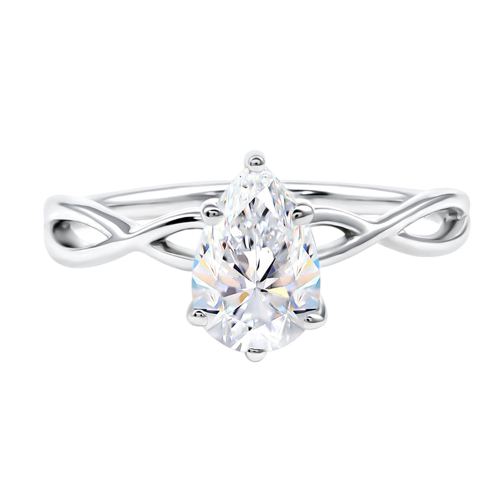 Lab Grown Diamond Pear Engagement Ring with Infinity Band
