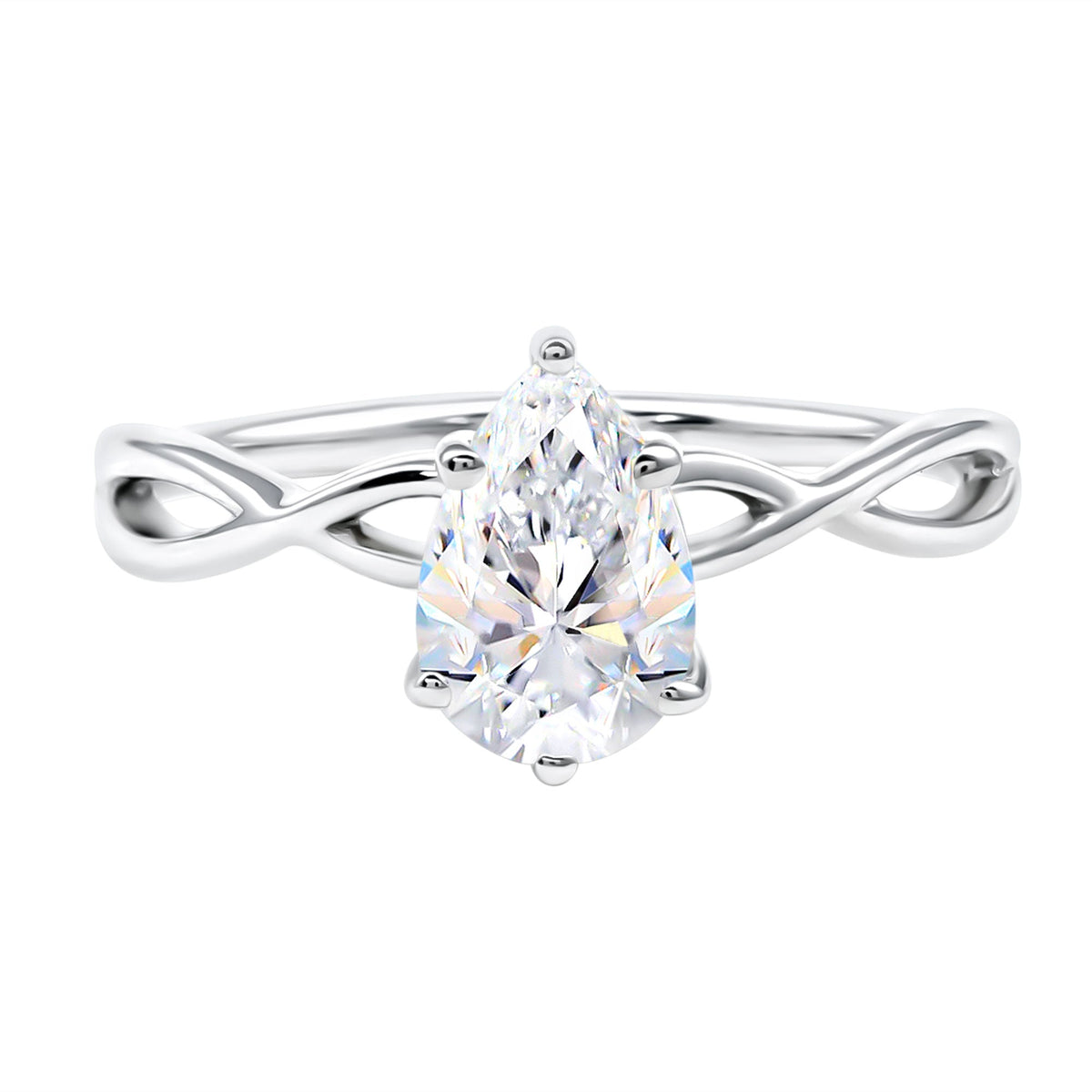 Lab Grown Diamond Pear Engagement Ring with Infinity Band
