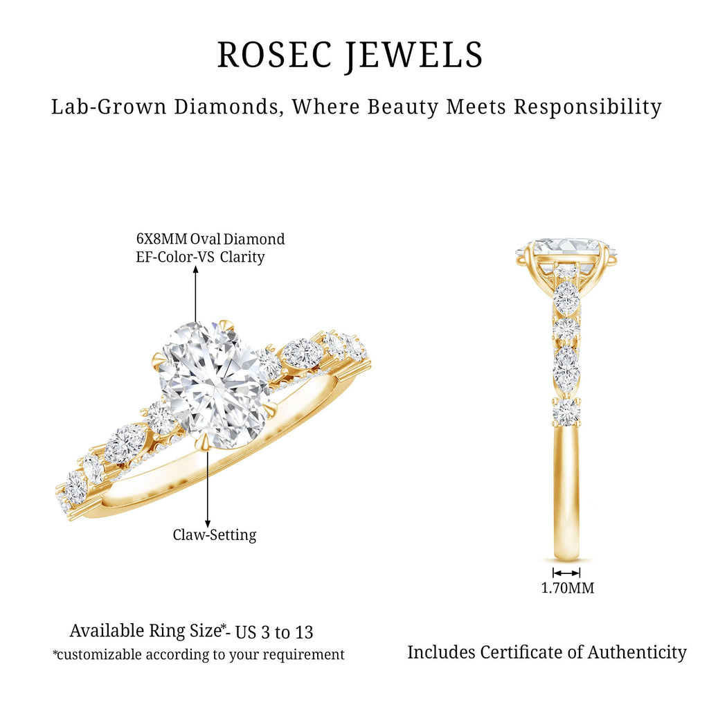 1.29 Carat Oval Cut Lab Diamond Solitaire Engagement Ring