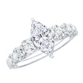 Lab Created Diamond Marquise Engagement Ring With Side Stones