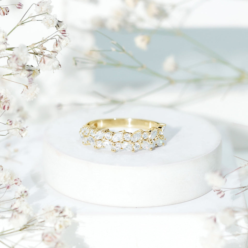 Certified Lab Grown Diamond Cluster Half Eternity Band for Women