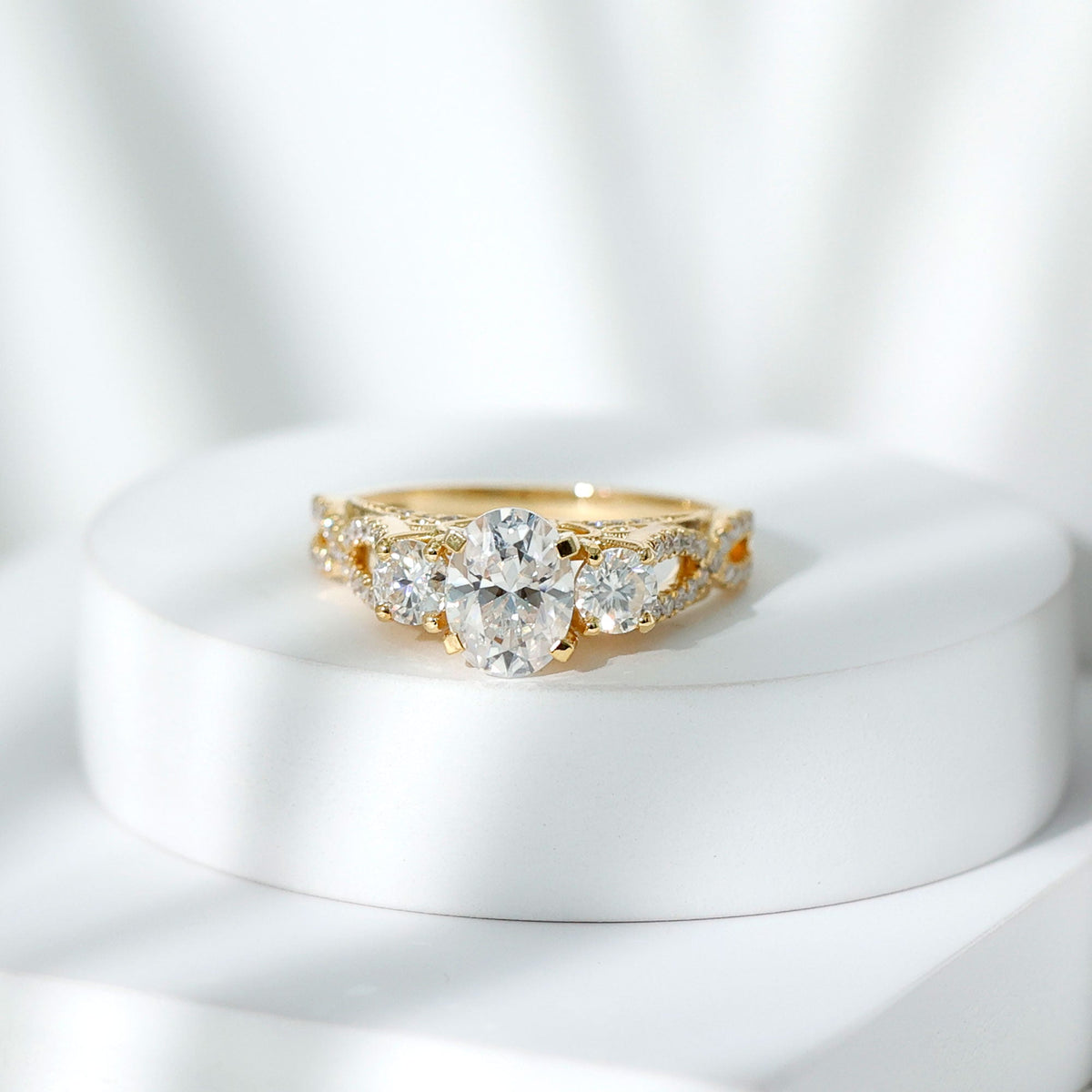 Certified Diamond Vintage Looking Engagement Ring