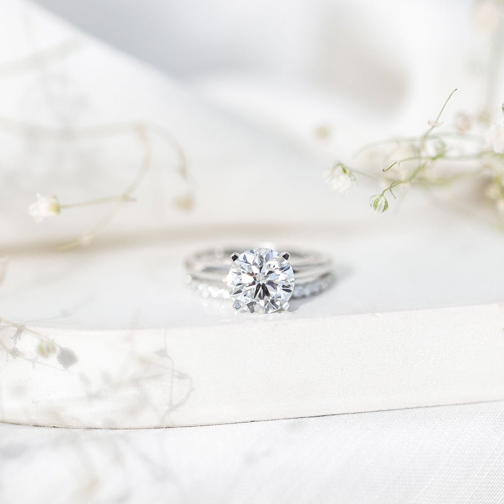 Certified 2 Carat Lab Grown Diamond Solitaire Wedding Ring Set