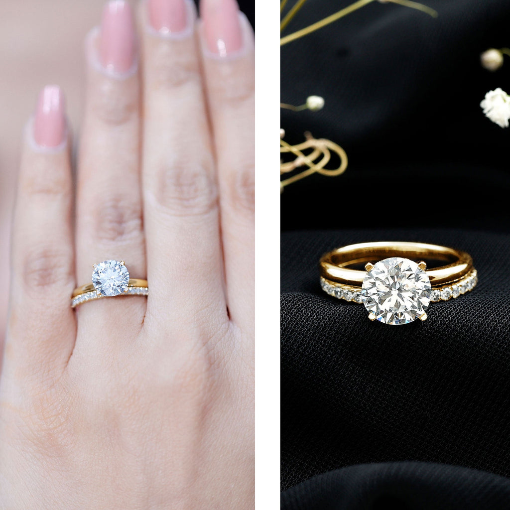 Certified 2 Carat Lab Grown Diamond Solitaire Wedding Ring Set