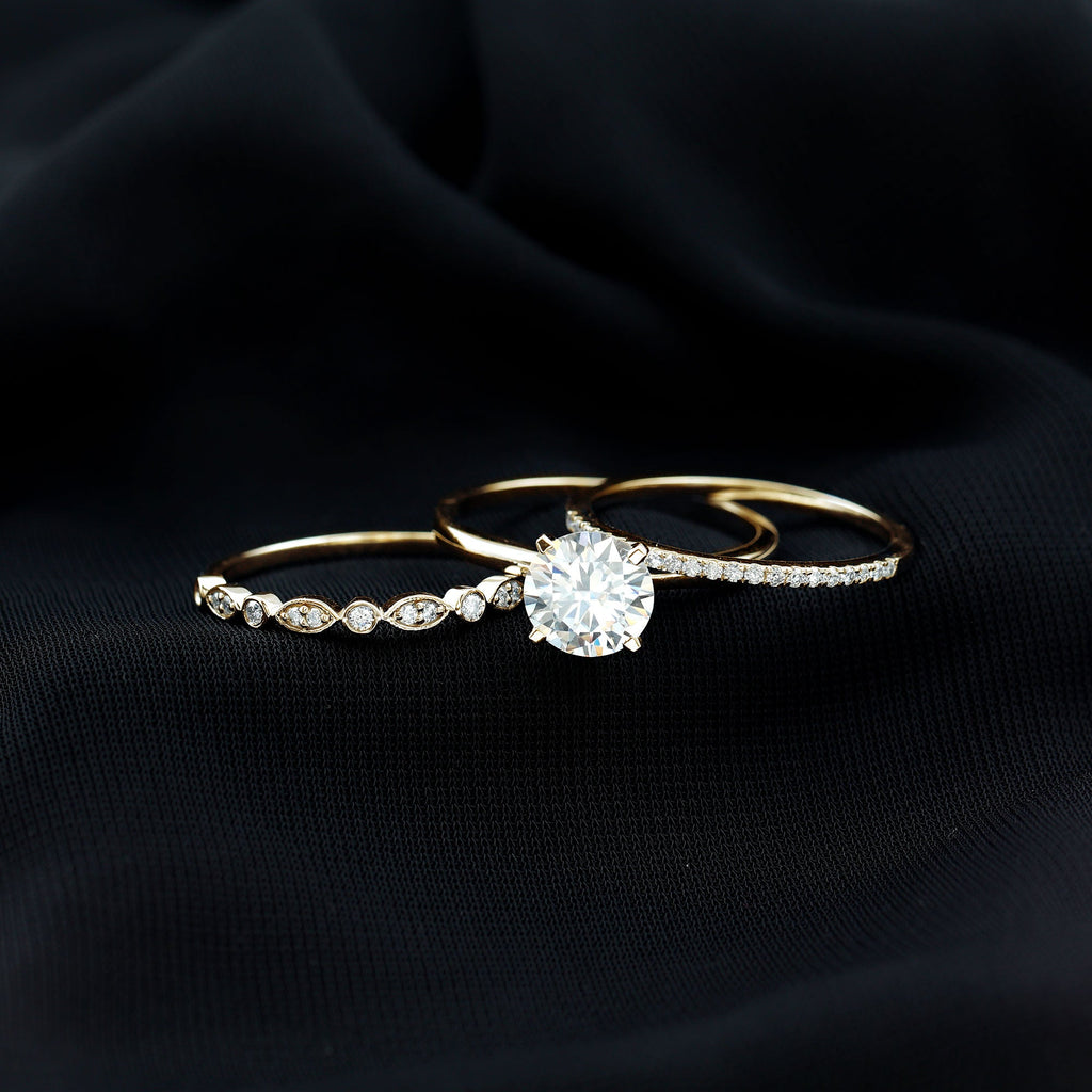2 Carat Certified Round Cut Lab Created Diamond 3 Piece Bridal Ring Set