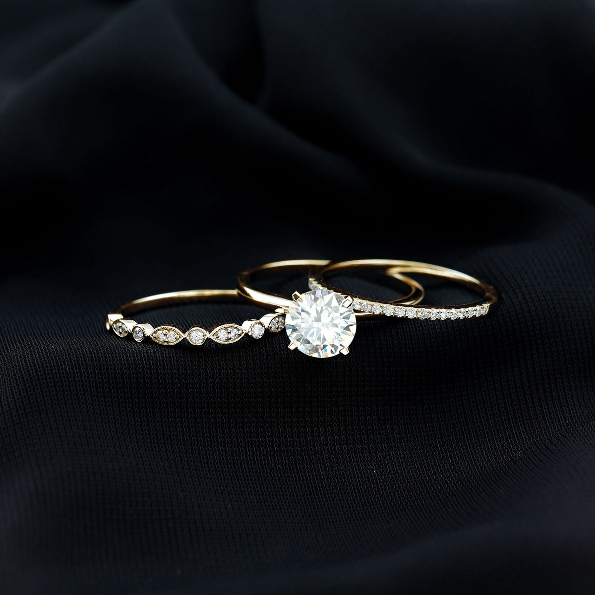 2 Carat Certified Round Cut Lab Created Diamond 3 Piece Bridal Ring Set