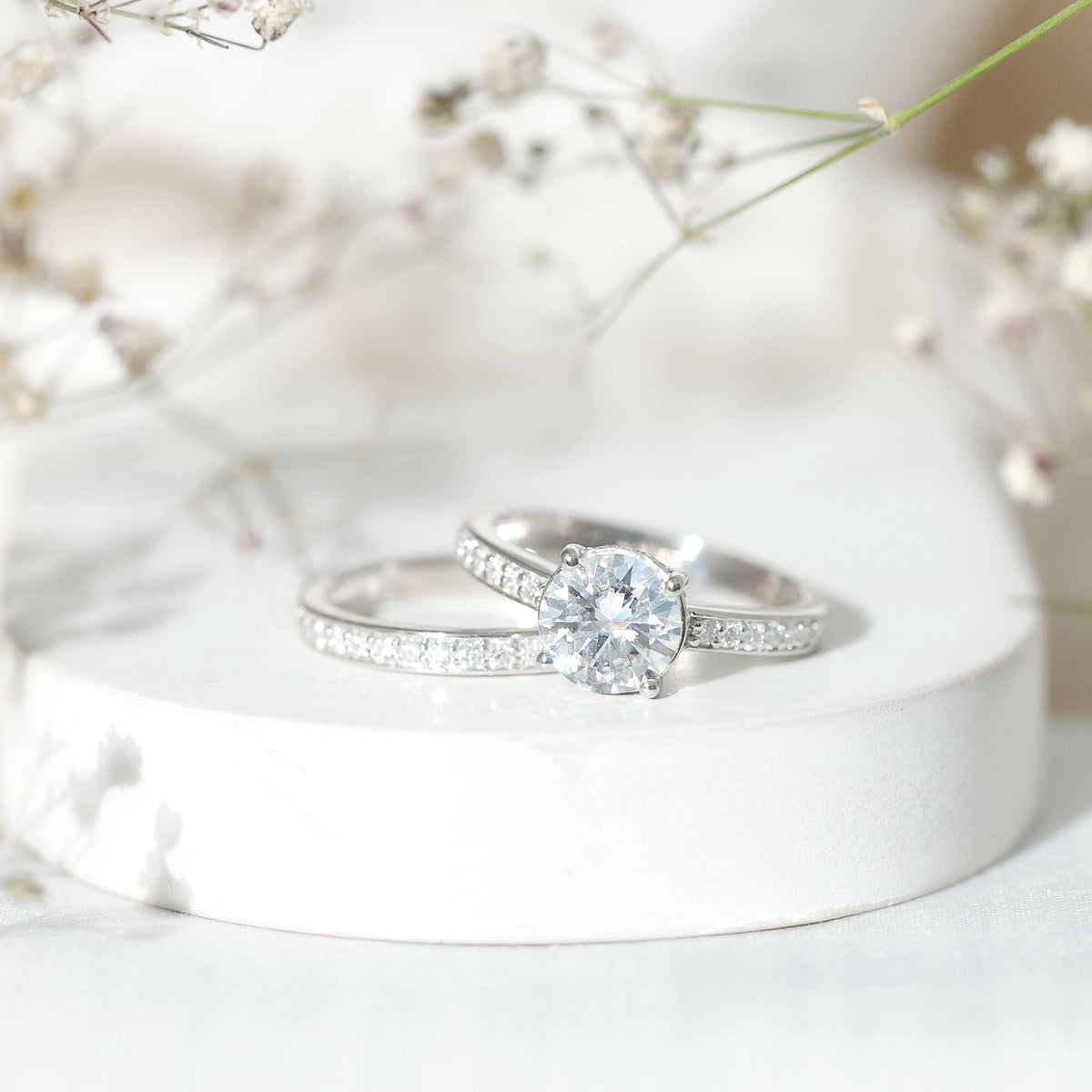Certified 2 Carat Lab Grown Diamond Engagement Ring With Wedding Band