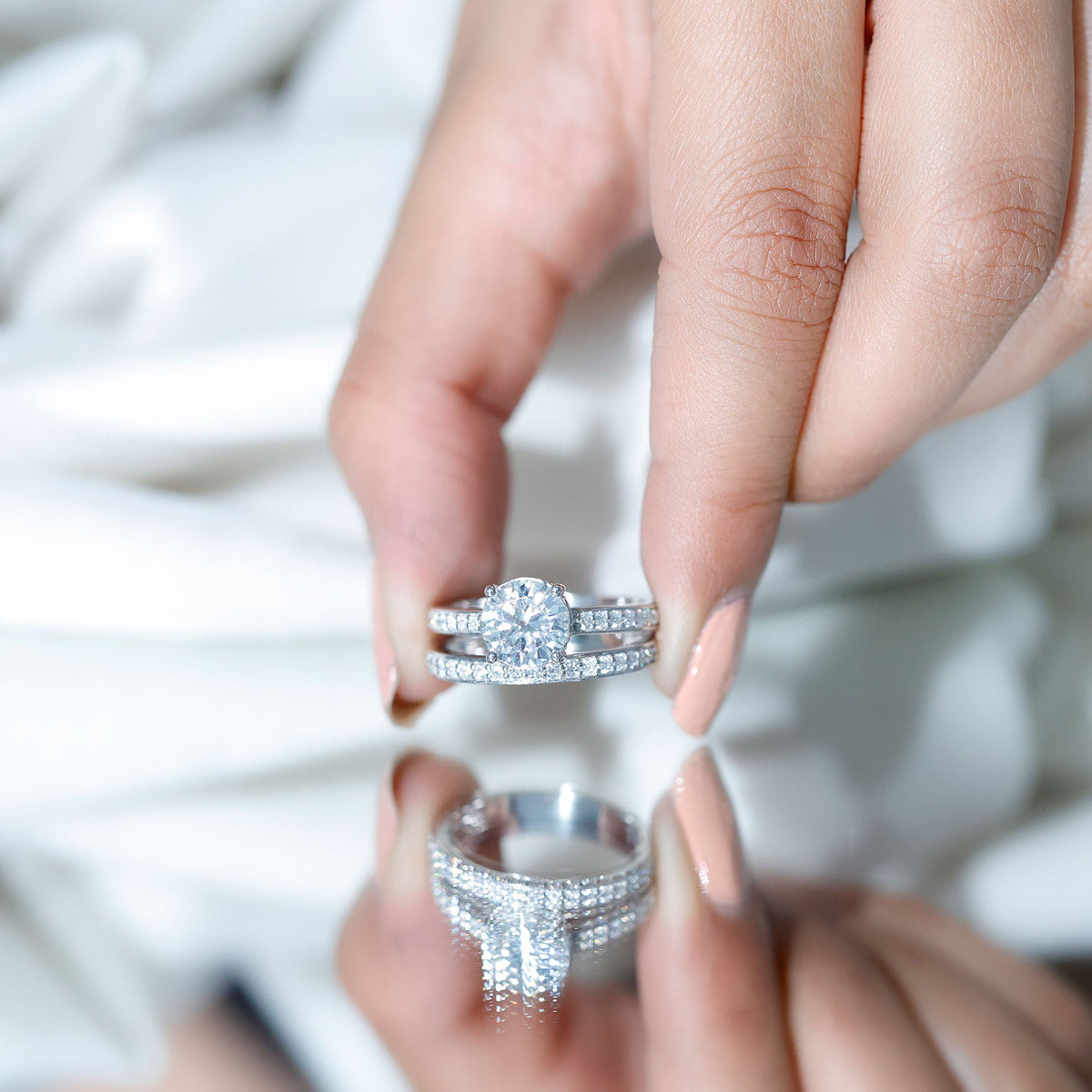 Certified 2 Carat Lab Grown Diamond Engagement Ring With Wedding Band
