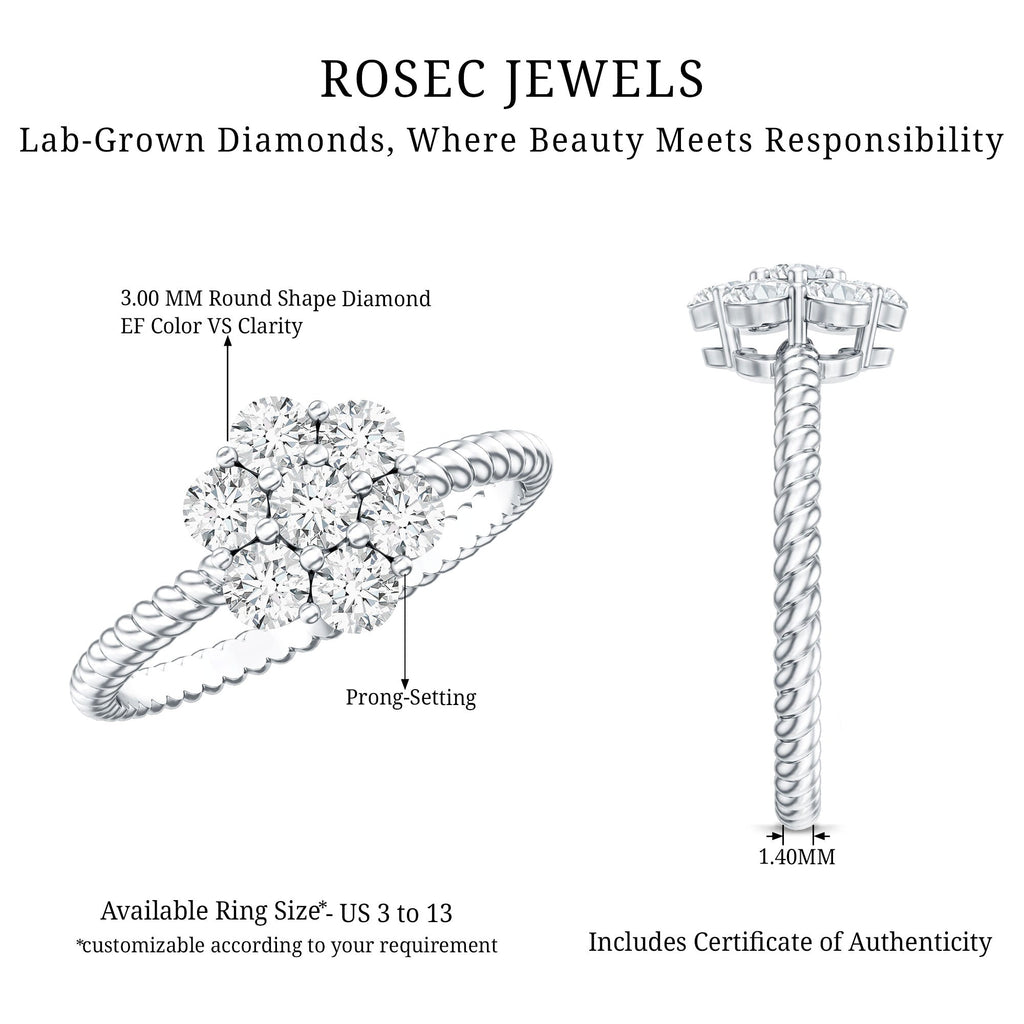 Lab Created Diamond Flower Engagement Ring for Her