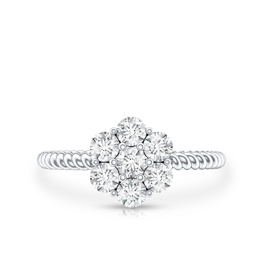 Lab Created Diamond Flower Engagement Ring for Her