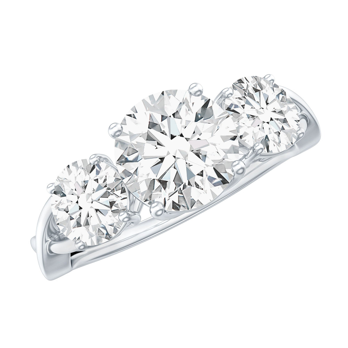 Lab Grown Diamond Three Stone Engagement Ring with Crossover Shank