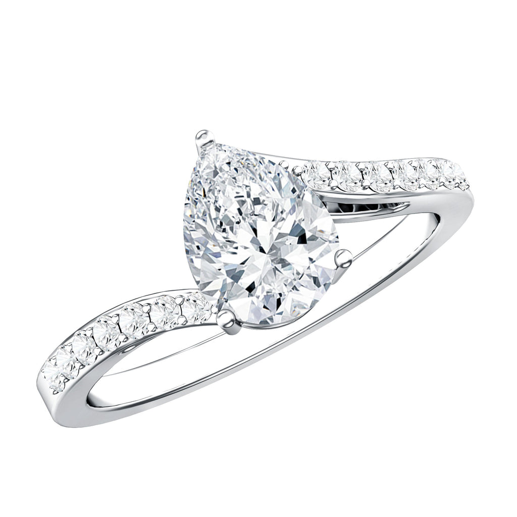 Certified 1.3 Carat Pear Cut Lab Created Diamond Teardrop Engagement Ring