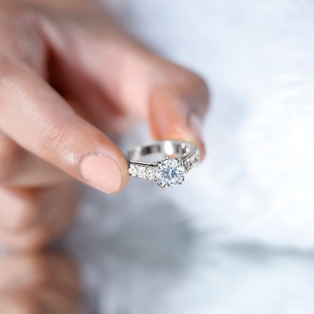 Lab Grown Diamond Antique Looking Engagement Ring
