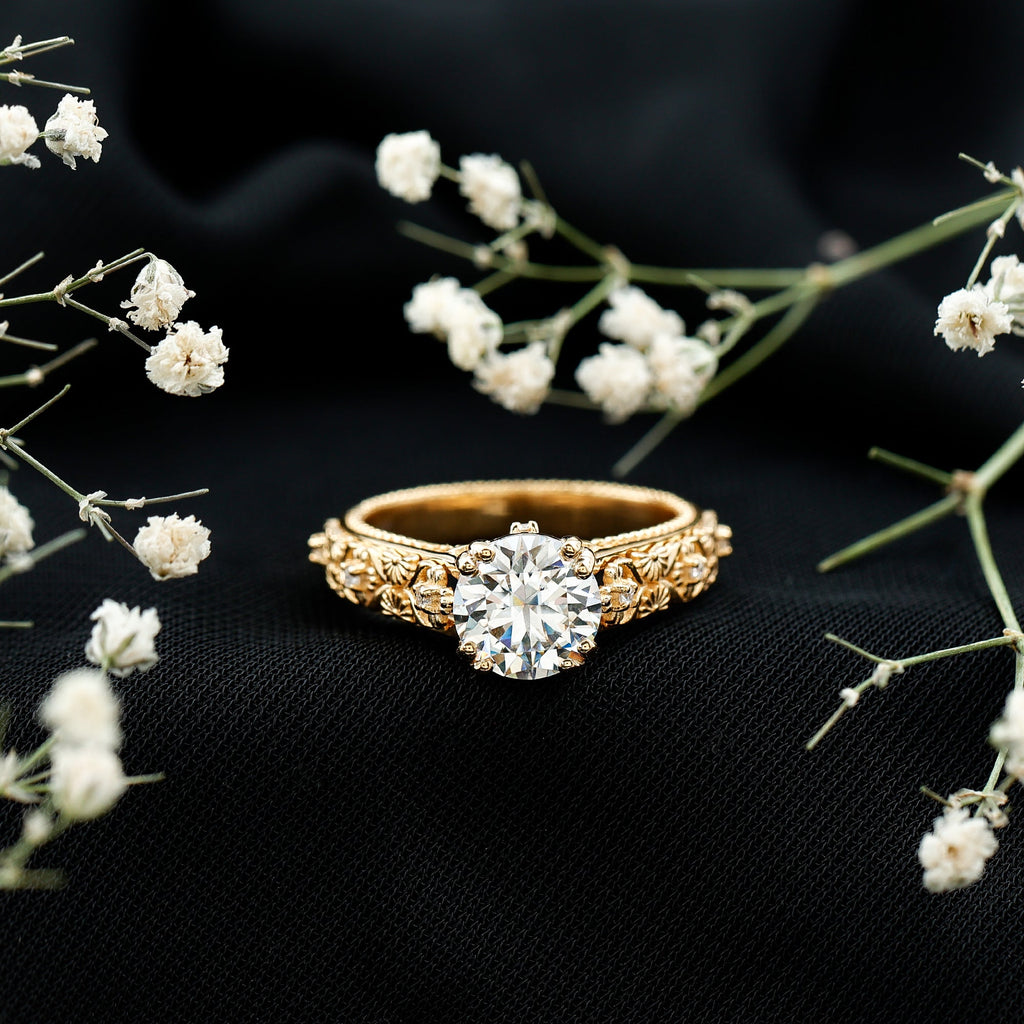 Lab Grown Diamond Antique Looking Engagement Ring