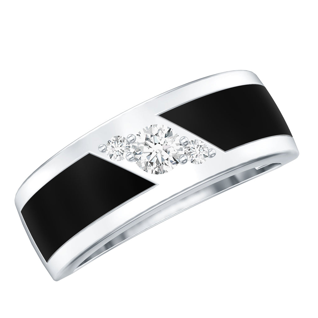 Certified Lab Grown Diamond Mens Wedding Band With Enamel