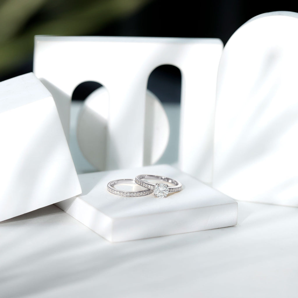 Lab Grown Diamond Wedding and Engagement Ring Set