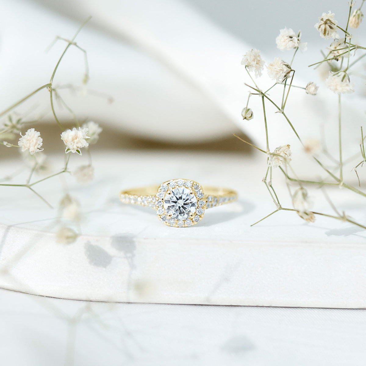 Lab Created Diamond Halo Engagement Ring With Certificate