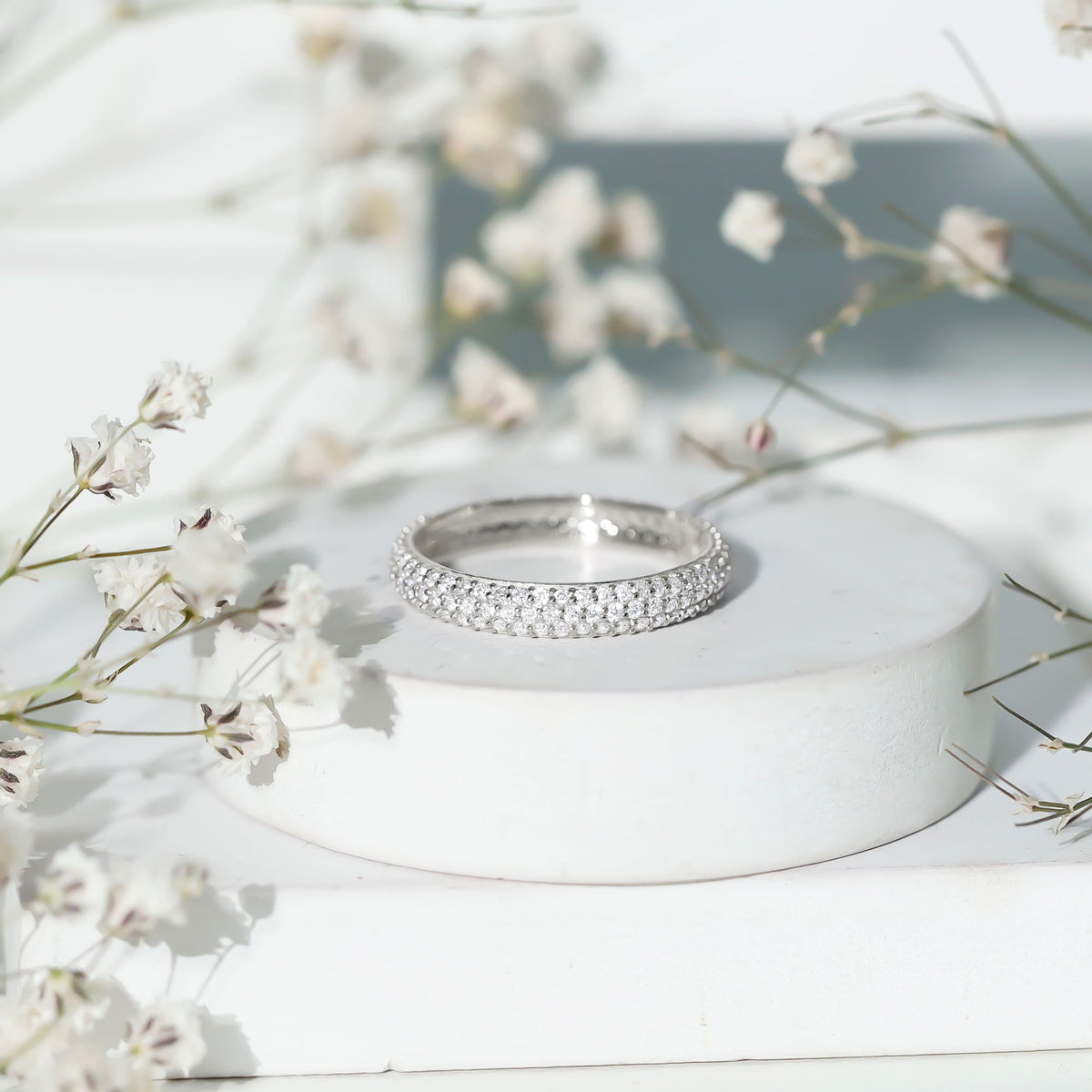Round Cut Lab Grown Diamond Eternity Wedding Band
